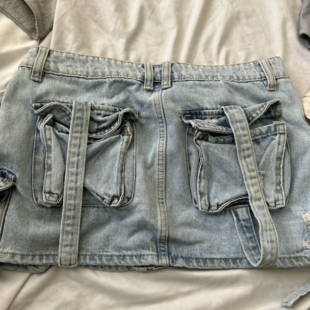 Denim Mini Skirt with Pockets